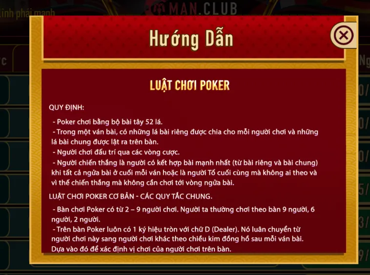 Poker Tại ManClub Sảnh Đấu Bài Đẳng Cấp Thế Giới Với Tỷ Lệ Thưởng Cực Khủng