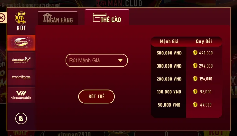 Rút Tiền ManClub Quy Trình Xử Lý Tự Động Siêu Tốc Nhận Tiền Ngay Lập Tức