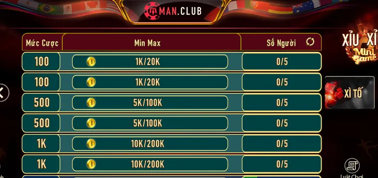 Xì Tố Tại ManClub Sảnh Đấu Bài Nghệ Thuật Với Những Phần Thưởng Giá Trị Đỉnh Cao